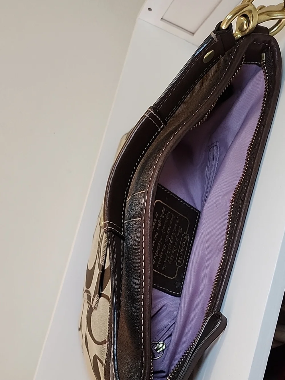 Coach Y2K Legacy  Hobo Jacquard Signature shoulder bag tan brown Gold hardware